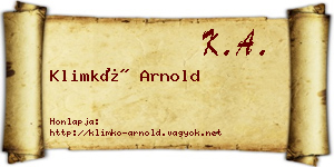 Klimkó Arnold névjegykártya